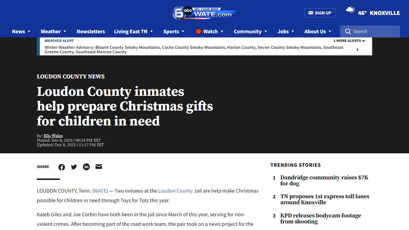 Loudon County inmates help prepare Christmas gifts for children in need ...
